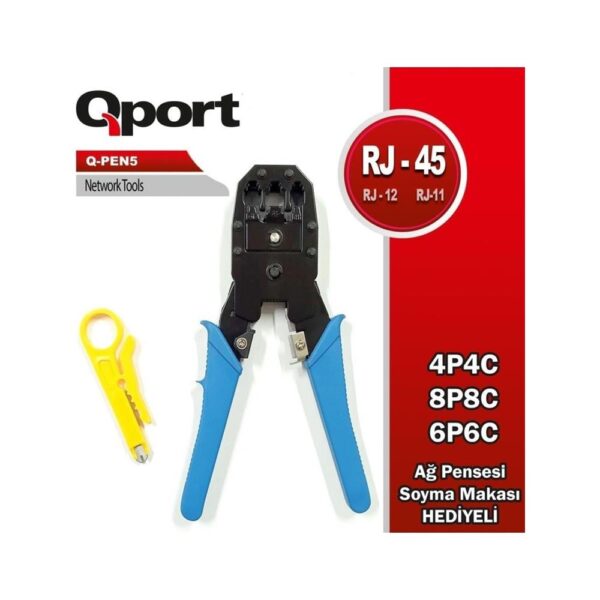 QPORT Q-PEN5 RJ45/RJ11/RJ12 SIKMA PENSESİ + KABLO SIYIRICI
