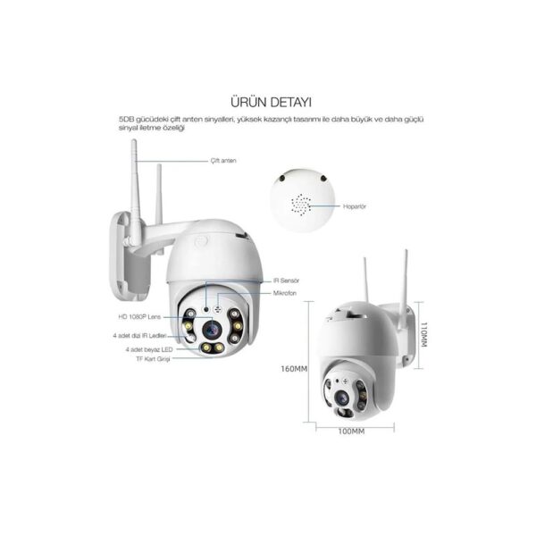O-KAM 3038 3MP WIFI PTZ Camera, 2.5 inch 8Pcs Leds Dual Light