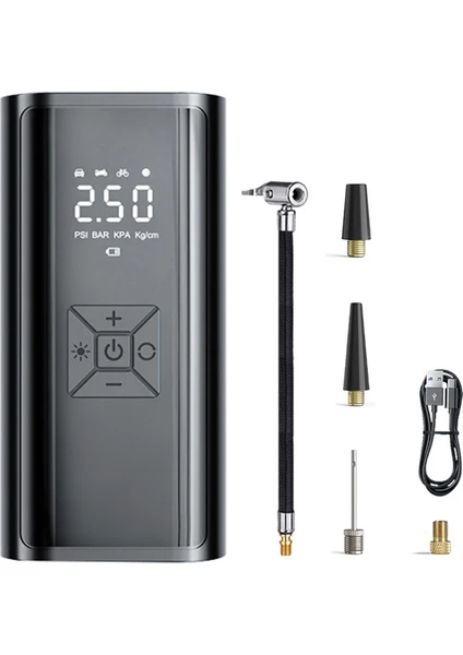 Taşınabilir Hava Kompresörü – Dijital Ekranlı, Hızlı Şişirme, Araçlar İçin