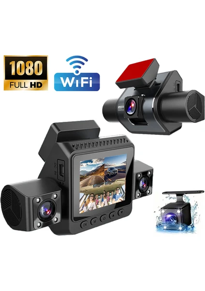 1080P HD WiFi Telefon Kontrollü 4 Kameralı Araç Kamerası – Gece Görüşlü, Geniş Açı, G-Sensörlü