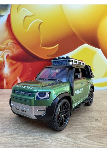 Land Rover Defender Arazi Aracı Işıklı Müzikli Lüks Jeep Defender Mdoel Araba Sürtmeli 17CM