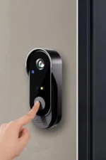 Siyah Akıllı Kablosuz Kapı Zili – Su Geçirmez, Modern Tasarım