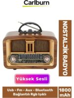 Retro Şık Ahşap Bluetooth Bağlantılı Fm USB Tf Aux Şarjlı Nostaljik Radyo RZ 6650