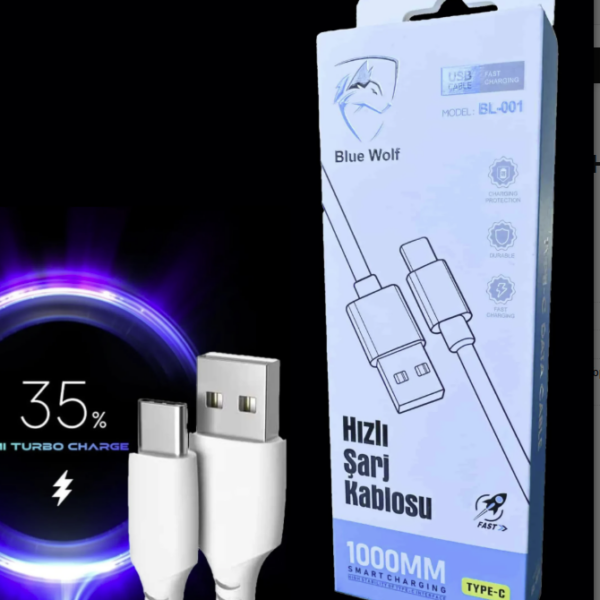 Turbo Hızlı 3.1A 1000MM TYPE-C Hızlı Şarj Kablosu BlueWolf BL-001